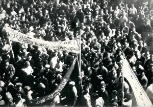Reinforcement: Demonstration in Merlebach, Alsace, after mining disaster