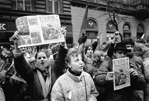Toppled: Demonstration - protest - Czechoslovak Radio