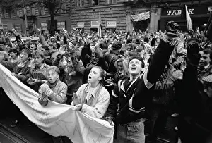 Toppled: Demonstration - protest - Czechoslovak Radio