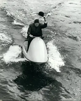 Confident: Demonstration of scooter ski, St Katherine's Dock, London