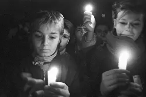 Toppled: Demonstration - students - candles