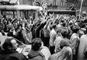 Toppled: Demonstration - students - Czechoslovak Radio