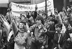 Toppled: Demonstration - students - Czechoslovak Radio