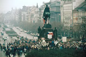 Toppled: Demonstration - St.Wenceslas statue