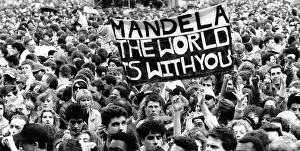 Protestors: Demonstration supporting Nelson Mandela