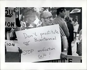 Bicentennial: Demonstration against unification cult, Yankee Stadium, USA