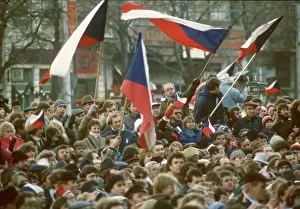 Khol: Demonstration - Wenceslas square - Human Rights Day - flags