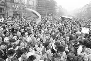 Vlcek: Demonstration - Wenceslas Square - national flag