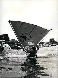 Thrill: Demonstration of windsurfing in Surbiton, Surrey
