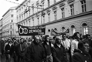 Praga: Demonstration - workers - CKD - Praga - march