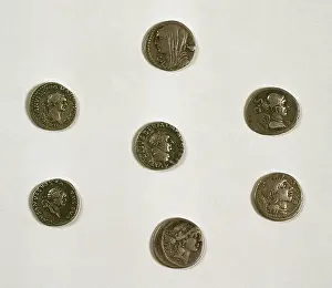 Vespasian: Denarius. Roman silver coin. Adverse. Roman emperors. Effigi