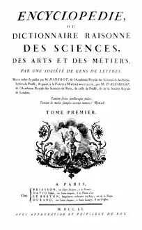 1751: Denis Diderot and Jean le Rond d'Alembert, Encyclop @ die, 17