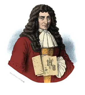 1647: Denis Papin With Steam Engine Diagram, 1689