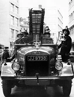 Headlamps: Dennis fire engine with crew