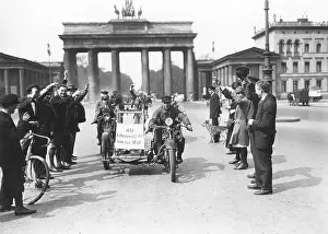 Sidecar: Departure for a world trip from Berlin, 1928