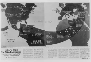 Exiled: Depiction of Hitler's plan of attack on America in the Ameri