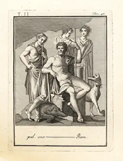 Ercolano: Depiction of the hunt of the Calydonian boar