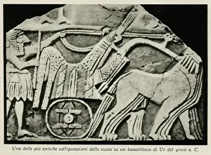 Depictions: Depictions of the wheel on a bas-relief at Ur