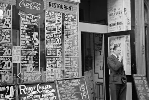 Hamburgers: Depression era city restaurant with posted menu