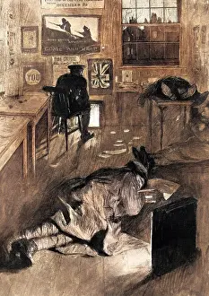 Recruiters: Derby recruiters sleeping at a recruiting office, WW1