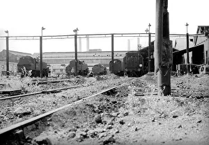 Condemned: Derelict yard with condemned steam engines at Nine Elms