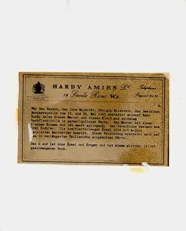 Typewritten: Description of dress and coat by Hardy Amies