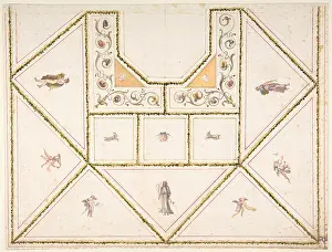 Pompeian: Design for a Ceiling in Pompeian Style, 18th century