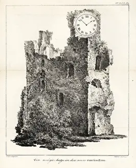 Interior Decoration: Design for a clock in the form of a ruined tower
