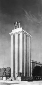 Expo: Design drawing of the German Pavilion in Paris, 1936