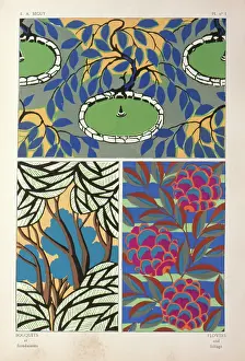 Flowered: Three designs of leaves and flowers by E A Seguy