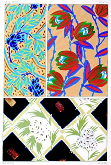 Flowered: Three designs of leaves and flowers by E A Seguy