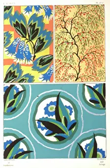 Flowered: Three designs of leaves and flowers by E A Seguy