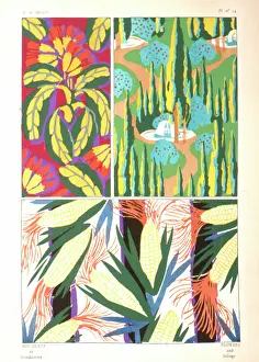 Flowered: Three designs of leaves and flowers by E A Seguy