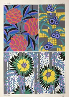 Flowered: Three designs of leaves and flowers by E A Seguy