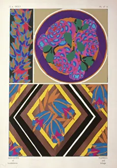 Flowered: Three designs of leaves and flowers by E A Seguy