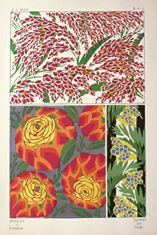 Flowered: Three designs of leaves and flowers by E A Seguy