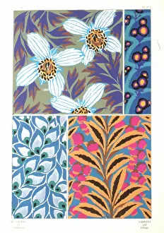 Flowered: Four designs of leaves and flowers by E A Seguy