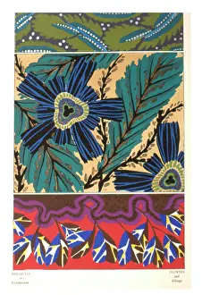 Flowered: Three designs of leaves and flowers by E A Seguy