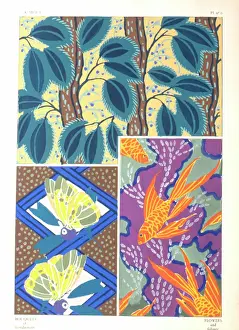 Flowered: Three designs of leaves and flowers by E A Seguy