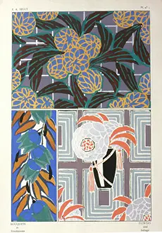 Flowered: Three designs of leaves and flowers by E A Seguy