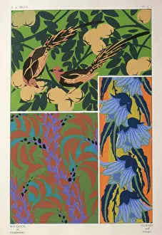 Flowered: Three designs of leaves and flowers by E A Seguy