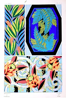 Flowered: Three designs of leaves and flowers by E A Seguy
