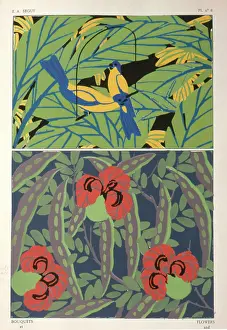 Flowered: Two designs of leaves and flowers by E A Seguy