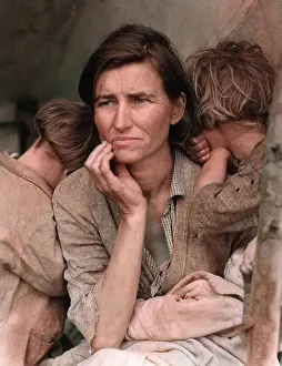 Mary Evans Library Of Congress (l&l): Destitute pea pickers in California. Mother of seven childre