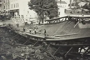 Cieszyn: Destroyed bridge over the Olsa in Cieszyn, Poland. Second?