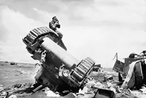 Knocked: Destroyed British tank, 1943