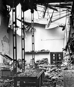 Clashes: Destroyed factory in Bratislava, 1939