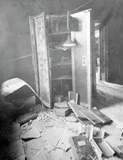 Thrown: Destroyed file cabinet of the Chamber of Commerce Bochum