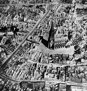 Baden Wuerttemberg: Destroyed Freiburg, Germany, 1945