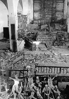 Battered: Destroyed interior of a church in Madrid, 1936